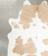 Beige and White X-Large Brazilian Cowhide Rug 7'6"H x 6'3"W #A55034 by Hudson Hides