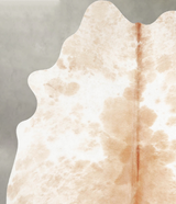 Beige and White Large Brazilian Cowhide Rug 6'0"H x 5'0"W #A55035 by Hudson Hides