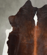 Chocolate and White Large Brazilian Cowhide Rug 6'1"H x 5'8"W #A55121 by Hudson Hides