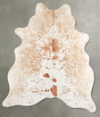 Beige and White Medium Brazilian Cowhide Rug 5'6"H x 4'9"W #A55172 by Hudson Hides