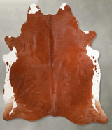 Brown and White Regular X-Large Brazilian Cowhide Rug 7'4"H x 6'7"W #A55214 by Hudson Hides