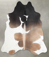 Chocolate and White Medium Brazilian Cowhide Rug 4'9"H x 4'8"W #A55228 by Hudson Hides