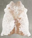 Beige and White Medium Brazilian Cowhide Rug 5'5"H x 4'6"W #A55231 by Hudson Hides