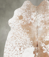 Beige and White Medium Brazilian Cowhide Rug 5'5"H x 4'6"W #A55231 by Hudson Hides