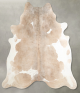 Beige and White XX-Large Brazilian Cowhide Rug 7'6"H x 6'9"W #A55243 by Hudson Hides