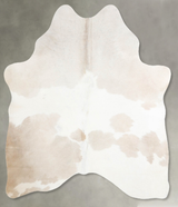 Beige and White Medium Brazilian Cowhide Rug 4'11"H x 4'5"W #A55245 by Hudson Hides