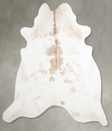 Beige and White XX-Large Brazilian Cowhide Rug 7'5"H x 7'1"W #A55263 by Hudson Hides