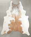 Beige and White XX-Large Brazilian Cowhide Rug 7'8"H x 6'10"W #A55304 by Hudson Hides