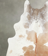 Beige and White XX-Large Brazilian Cowhide Rug 7'8"H x 6'10"W #A55304 by Hudson Hides