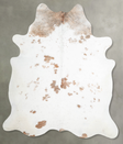 Beige and White X-Large Brazilian Cowhide Rug 7'1"H x 6'4"W #A55312 by Hudson Hides