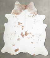 Beige and White X-Large Brazilian Cowhide Rug 7'1"H x 6'4"W #A55312 by Hudson Hides