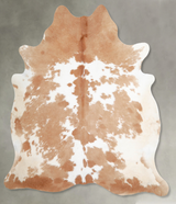 Beige and White X-Large Brazilian Cowhide Rug 6'11"H x 6'4"W #A55313 by Hudson Hides
