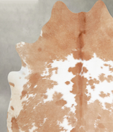 Beige and White X-Large Brazilian Cowhide Rug 6'11"H x 6'4"W #A55313 by Hudson Hides