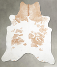 Beige and White XX-Large Brazilian Cowhide Rug 7'7"H x 6'9"W #A55314 by Hudson Hides