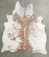 Beige and White X-Large Brazilian Cowhide Rug 7'6"H x 6'7"W #A55315 by Hudson Hides