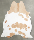Beige and White X-Large Brazilian Cowhide Rug 7'4"H x 6'3"W #A55316 by Hudson Hides