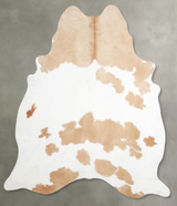 Beige and White X-Large Brazilian Cowhide Rug 7'4"H x 6'3"W #A55316 by Hudson Hides