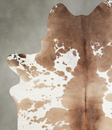 Beige and White X-Large Brazilian Cowhide Rug 7'8"H x 5'10"W #A55322 by Hudson Hides