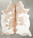 Beige and White X-Large Brazilian Cowhide Rug 7'7"H x 6'0"W #A55323 by Hudson Hides