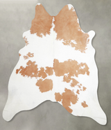 Beige and White XX-Large Brazilian Cowhide Rug 7'5"H x 7'2"W #A55324 by Hudson Hides