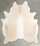 Beige and White X-Large Brazilian Cowhide Rug 7'2"H x 6'3"W #A55325 by Hudson Hides