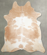 Beige and White X-Large Brazilian Cowhide Rug 7'5"H x 6'2"W #A55326 by Hudson Hides