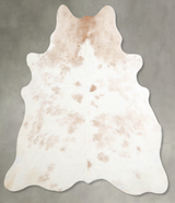 Beige and White Large Brazilian Cowhide Rug 6'3"H x 5'11"W #A55328 by Hudson Hides