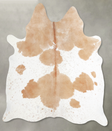 Beige and White Large Brazilian Cowhide Rug 6'3"H x 5'9"W #A55330 by Hudson Hides