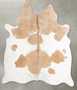 Beige and White Large Brazilian Cowhide Rug 6'3"H x 5'9"W #A55330 by Hudson Hides