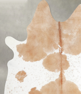 Beige and White Large Brazilian Cowhide Rug 6'3"H x 5'9"W #A55330 by Hudson Hides