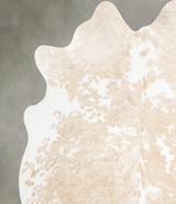 Beige and White Large Brazilian Cowhide Rug 6'2"H x 5'7"W #A55331 by Hudson Hides