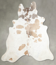 Beige and White X-Large Brazilian Cowhide Rug 7'3"H x 6'8"W #A55340 by Hudson Hides