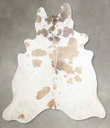 Beige and White X-Large Brazilian Cowhide Rug 7'3"H x 6'8"W #A55340 by Hudson Hides