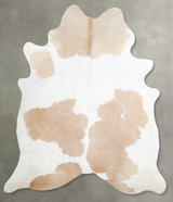 Beige and White X-Large Brazilian Cowhide Rug 7'3"H x 6'5"W #A55341 by Hudson Hides