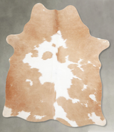 Beige and White Medium Brazilian Cowhide Rug 5'9"H x 4'11"W #A55358 by Hudson Hides