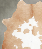 Beige and White Medium Brazilian Cowhide Rug 5'9"H x 4'11"W #A55358 by Hudson Hides