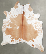 Beige and White X-Large Brazilian Cowhide Rug 7'0"H x 6'6"W #A55360 by Hudson Hides
