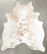 Beige and White Large Brazilian Cowhide Rug 6'6"H x 5'11"W #A55362 by Hudson Hides