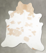 Beige and White X-Large Brazilian Cowhide Rug 7'2"H x 5'11"W #A55363 by Hudson Hides