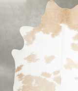 Beige and White X-Large Brazilian Cowhide Rug 7'2"H x 5'11"W #A55363 by Hudson Hides