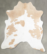 Beige and White Large Brazilian Cowhide Rug 6'0"H x 5'9"W #A55364 by Hudson Hides