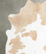 Beige and White Large Brazilian Cowhide Rug 6'0"H x 5'9"W #A55364 by Hudson Hides