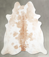 Beige and White X-Large Brazilian Cowhide Rug 6'5"H x 6'4"W #A55365 by Hudson Hides