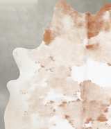Beige and White Large Brazilian Cowhide Rug 6'4"H x 5'1"W #A55366 by Hudson Hides