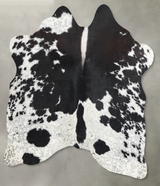 Black and White Medium Brazilian Cowhide Rug 4'6"H x 4'10"W #A55389 by Hudson Hides