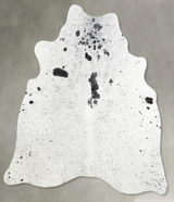 Salt and Pepper Black Medium Brazilian Cowhide Rug 5'4"H x 4'9"W #A55390 by Hudson Hides
