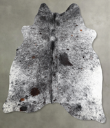 Salt and Pepper Black Medium Brazilian Cowhide Rug 5'4"H x 5'0"W #A55391 by Hudson Hides