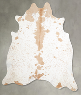 Beige and White X-Large Brazilian Cowhide Rug 7'3"H x 6'10"W #A55413 by Hudson Hides