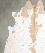 Beige and White X-Large Brazilian Cowhide Rug 7'3"H x 6'10"W #A55413 by Hudson Hides