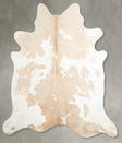 Beige and White X-Large Brazilian Cowhide Rug 6'11"H x 6'11"W #A55414 by Hudson Hides